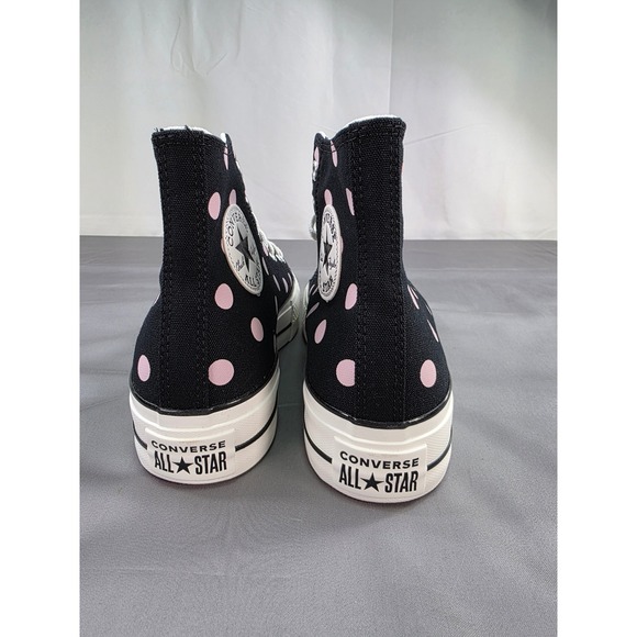 Converse CTAS Lift Hi Platform Polka Dot Sneakers Black Pink Women's 8.5 NIB - Picture 6 of 9